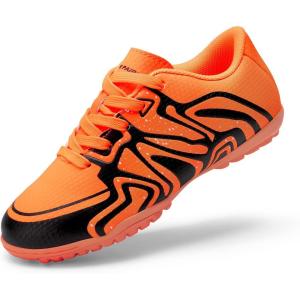 image:imageDREAM PAIRS Boys Girls Indoor Turf Soccer Cleats Lace Up Athletic Youth Futsal Football Shoes for LittleBig KidOrange