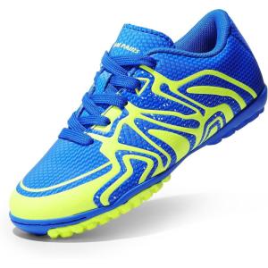 image:imageDREAM PAIRS Boys Girls Indoor Turf Soccer Cleats Lace Up Athletic Youth Futsal Football Shoes for LittleBig KidRoyalLemon GreenWhite