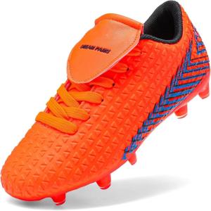 image:imageDREAM PAIRS Boys Girls Outdoor Soccer Cleats Firm Ground Football Shoes for LittleBig KidOrangeBlack