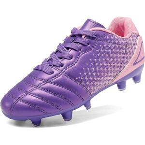 image:imageDREAM PAIRS Boys Girls Outdoor Sport Football Shoes Soccer Cleats for LittleBig KidLightPurplePink
