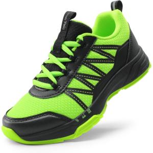 image:imageDREAM PAIRS Boys Girls Shoes Kids DuraPlay Tennis Footwear Non Slip Athletic Running Walking Lightweight Lace Up Sneakers for LittleBig KidNeon GreenBlack