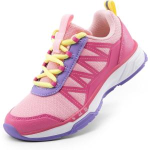 image:imageDREAM PAIRS Boys Girls Shoes Kids DuraPlay Tennis Footwear Non Slip Athletic Running Walking Lightweight Lace Up Sneakers for LittleBig KidPinkHot Pink