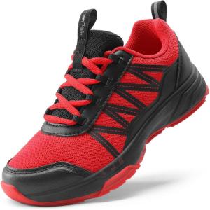 image:imageDREAM PAIRS Boys Girls Shoes Kids DuraPlay Tennis Footwear Non Slip Athletic Running Walking Lightweight Lace Up Sneakers for LittleBig KidRedBlack