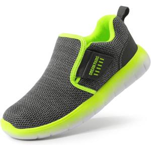 image:imageDREAM PAIRS Boys Girls Shoes Kids Slip on Tennis EZOns MightyMovers Running Athletic Barefoot Zero Drop Sports SneakersGreyNeon
