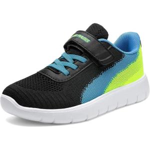 image:imageDREAM PAIRS Boys Girls Shoes Kids Tennis EZOns MagicZips Athletic Running Walking Barefoot Zero Drop SneakersBlackBlueNeonGreen