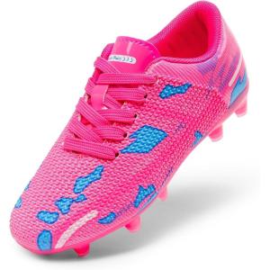 image:imageDREAM PAIRS Boys Girls Soccer Cleats Kids Football Shoes for LittleBig KidHot PinkBlue