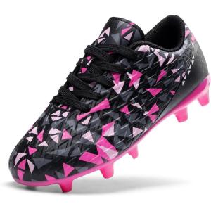 image:imageDREAM PAIRS Boys Girls Soccer Cleats Youth Firm Groud Athletic Outdoor Trainning Football Shoes for LittleBig KidBlackHot Pink