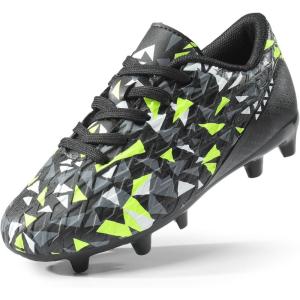 image:imageDREAM PAIRS Boys Girls Soccer Cleats Youth Firm Groud Athletic Outdoor Trainning Football Shoes for LittleBig KidBlackNeonGreen
