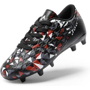image:imageDREAM PAIRS Boys Girls Soccer Cleats Youth Firm Groud Athletic Outdoor Trainning Football Shoes for LittleBig KidBlackRed