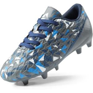 image:imageDREAM PAIRS Boys Girls Soccer Cleats Youth Firm Groud Athletic Outdoor Trainning Football Shoes for LittleBig KidDarkGreyRoyalBlue