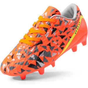 image:imageDREAM PAIRS Boys Girls Soccer Cleats Youth Firm Groud Athletic Outdoor Trainning Football Shoes for LittleBig KidOrangeDarkGreyYellow