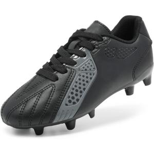 image:imageDREAM PAIRS Boys Girls Soccer Cleats Youth Firm Groud Classic Lightweight Football Shoes for LittleBig KidBlackDarkGrey