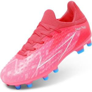 image:imageDREAM PAIRS Boys Girls Soccer Cleats Youth Firm Groud Football Shoes for LittleBig KidHot Pink