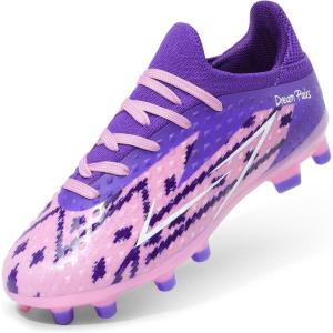 image:imageDREAM PAIRS Boys Girls Soccer Cleats Youth Firm Groud Football Shoes for LittleBig KidPinkPurple