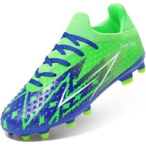image:imageDREAM PAIRS Boys Girls Soccer Cleats Youth Firm Groud Football Shoes for LittleBig KidRoyal BlueNeon Green