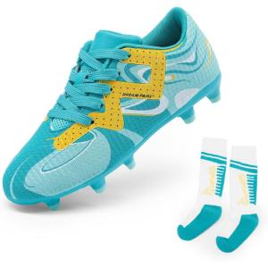 image:imageDREAM PAIRS Boys Girls Soccer Cleats Youth Firm Groud Sport Football Cleats with Soccer Socks for LittleBig KidToddlerMint Green