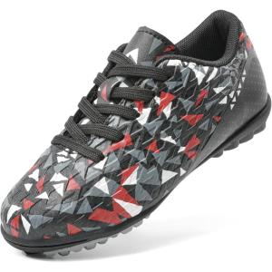 image:imageDREAM PAIRS Boys Girls Turf Indoor Soccer Shoes Lace Up Cleats for LittleBig KidBlackRed