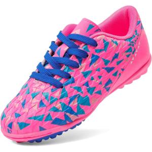 image:imageDREAM PAIRS Boys Girls Turf Indoor Soccer Shoes Lace Up Cleats for LittleBig KidFuchsia