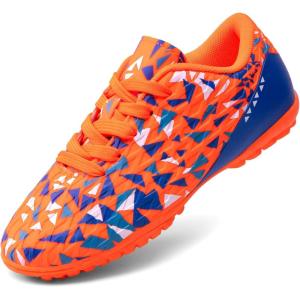 image:imageDREAM PAIRS Boys Girls Turf Indoor Soccer Shoes Lace Up Cleats for LittleBig KidOrangeBlue