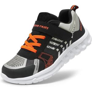 image:imageDREAM PAIRS Girls Boys Shoes Kids Tennis EZOns Quicksteps School Sneakers Breathable Running Athletic ShoesBlackGreyOrange