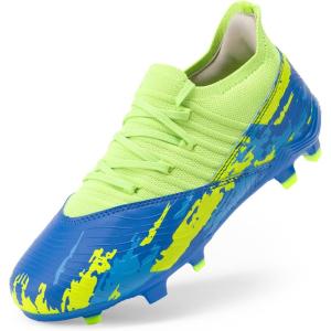 image:imageDREAM PAIRS Girls Boys Soccer Cleats Youth Firm Groud Outdoor Sports Athletic Midtop Football Shoes for LittleBig KidRoyal BlueNeon Green