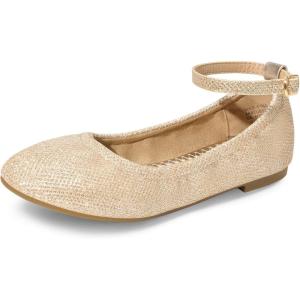 image:imageDREAM PAIRS Girls Dress Shoes Girls Ballerina Flat Ankle Strap Ballet Flats ToddlerLittle KidBig KidGoldGlitter