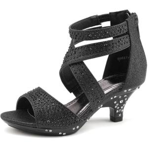 image:imageDREAM PAIRS Girls Sandals Low Heel Dress Pump SandalsBlack