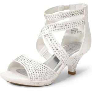 image:imageDREAM PAIRS Girls Sandals Low Heel Dress Pump SandalsWhite