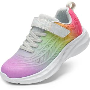 image:imageDREAM PAIRS Girls Shoes Kids Tennis Sparkle Ease Running Athletic Lightweight Sneakers for LittleBig Kids ToddlerHot PinkYellowOrange