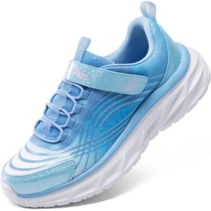 image:imageDREAM PAIRS Girls Shoes Sneakers Kids Tennis Shoes Sparkle ColorBurst Lightweight Running Casual Walking ShoesLight BlueWhite