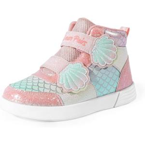 image:imageDREAM PAIRS Girls Shoes Toddler Sneakers Kids High Top Shoes with Hook and Loop Storybook Casual Walking ShoesPinkRainbow