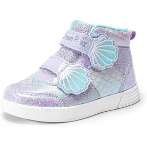 image:imageDREAM PAIRS Girls Shoes Toddler Sneakers Kids High Top Shoes with Hook and Loop Storybook Casual Walking ShoesPurpleRainbow