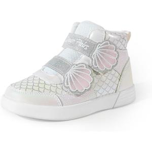 image:imageDREAM PAIRS Girls Shoes Toddler Sneakers Kids High Top Shoes with Hook and Loop Storybook Casual Walking ShoesWhiteRainbow