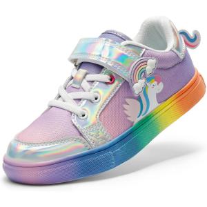image:imageDREAM PAIRS Girls Shoes Toddler Sneakers Rainbow Storybook Casual School Walking Footwear for ToddlerLittle KidsRainbowSilver