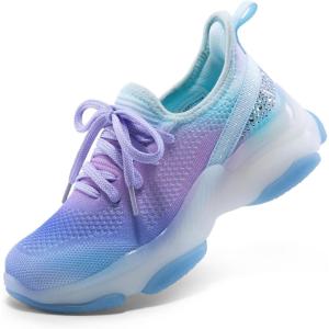 image:imageDREAM PAIRS Girls SlipOn Sneakers Kids Sparkle Pop Lightweight Jelly Sole Walking ShoesPurpleBlue