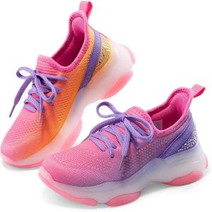 image:imageDREAM PAIRS Girls SlipOn Sneakers Kids Sparkle Pop Lightweight Jelly Sole Walking ShoesPurpleOrange