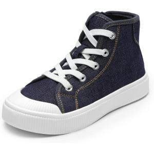 image:imageDREAM PAIRS Kids Sneakers Little Boys Girls High Top Canvas Shoes LilLegends CourtStar Casual Walking ShoesDark Bluedenim