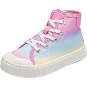 image:imageDREAM PAIRS Kids Sneakers Little Boys Girls High Top Canvas Shoes LilLegends CourtStar Casual Walking ShoesRainbowPink