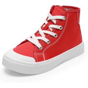 image:imageDREAM PAIRS Kids Sneakers Little Boys Girls High Top Canvas Shoes LilLegends CourtStar Casual Walking ShoesRed