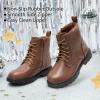 image:imageDREAM PAIRS Boys Girls Side Zipper Combat Ankle BootsToddlerLittle KidBrownPu
