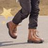 image:imageDREAM PAIRS Boys Girls Side Zipper Combat Ankle BootsToddlerLittle KidBrownPu