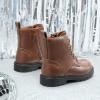 image:imageDREAM PAIRS Boys Girls Side Zipper Combat Ankle BootsToddlerLittle KidBrownPu