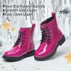 image:imageDREAM PAIRS Boys Girls Side Zipper Combat Ankle BootsToddlerLittle KidRoseRed