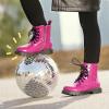 image:imageDREAM PAIRS Boys Girls Side Zipper Combat Ankle BootsToddlerLittle KidRoseRed