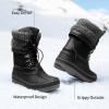 image:imageDREAM PAIRS Boys Girls Snow Boots WaterResistant Outdoor Warm Cozy AntiSlip Mid Calf Faux Fur Lining Insulated Winter Shoes for LittleBig KidsBlack
