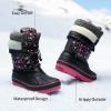 image:imageDREAM PAIRS Boys Girls Snow Boots WaterResistant Outdoor Warm Cozy AntiSlip Mid Calf Faux Fur Lining Insulated Winter Shoes for LittleBig KidsBlackFuxia