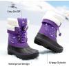 image:imageDREAM PAIRS Boys Girls Snow Boots WaterResistant Outdoor Warm Cozy AntiSlip Mid Calf Faux Fur Lining Insulated Winter Shoes for LittleBig KidsPurple