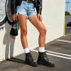 image:imageDREAM PAIRS Combat Boots Ankle Booties Laceup Platform Side Zipper Lug Sole Boots Ankle Boots for WomenBlack