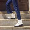 image:imageDREAM PAIRS Combat Boots Ankle Booties Laceup Platform Side Zipper Lug Sole Boots Ankle Boots for WomenWhite