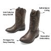 image:imageDREAM PAIRS Cowgirl Cowboy Western Boots Girls Mid Calf Riding Shoes Little KidBig KidBrown